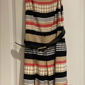 Tahari belted dress with pleats.